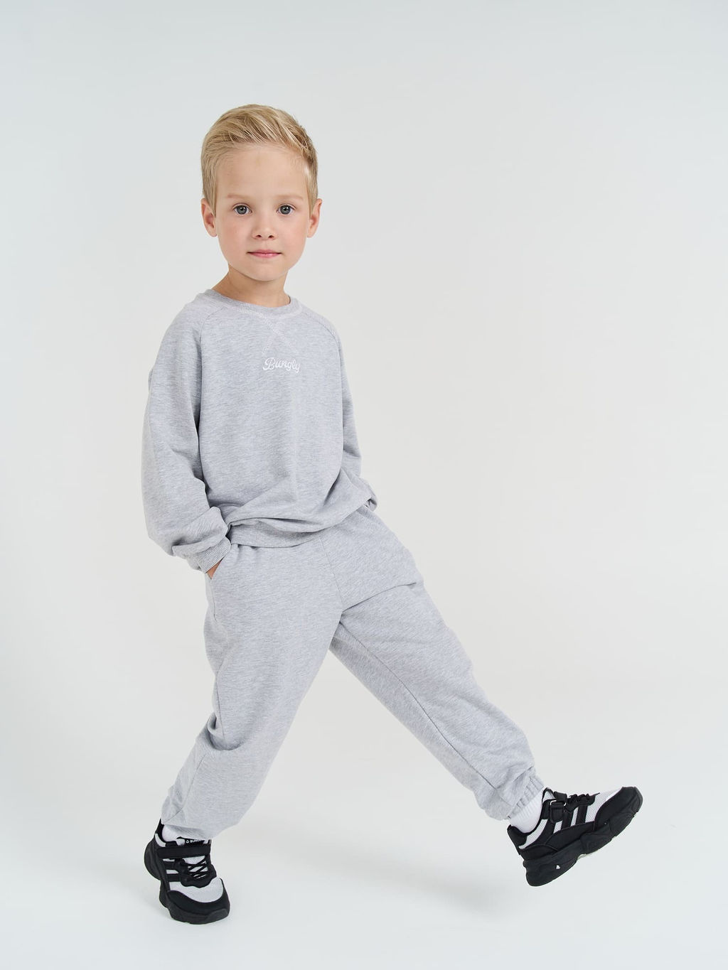 Джоггеры облегченные Серый меланж с карманами - Bungly фото 2