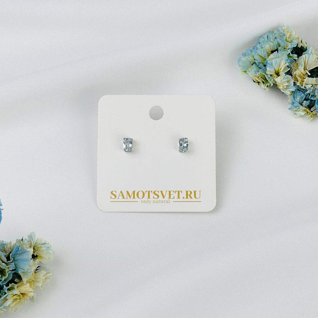 Серьги-пусеты с камнем Топаз - Радуга самоцветов фото 2