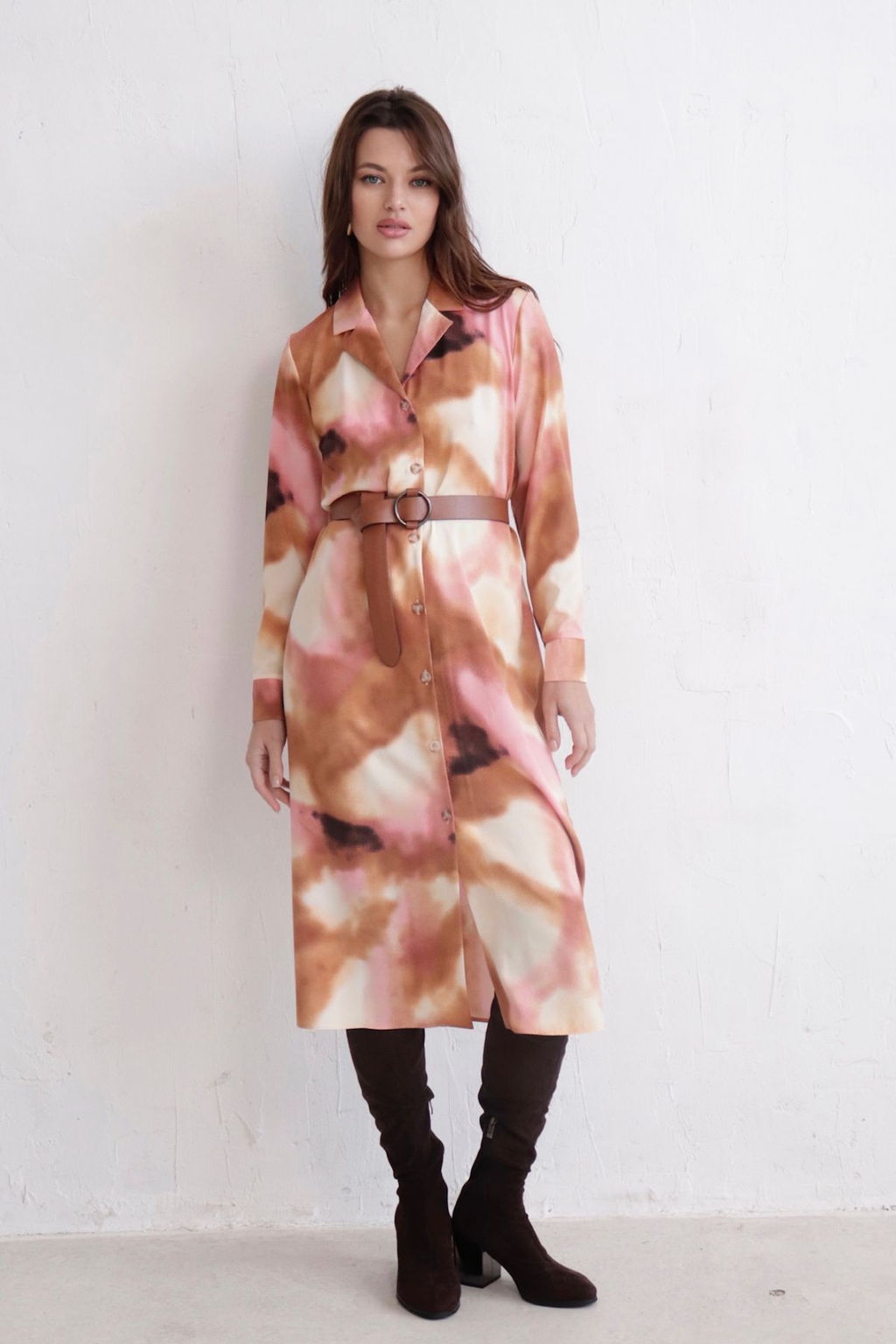 Платье-рубашка с английским воротником принт - Martichelli фото 264