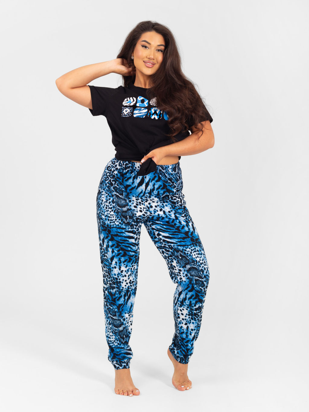 Пижама женская кулирка с брюками "МАМБА" СИНИЙ