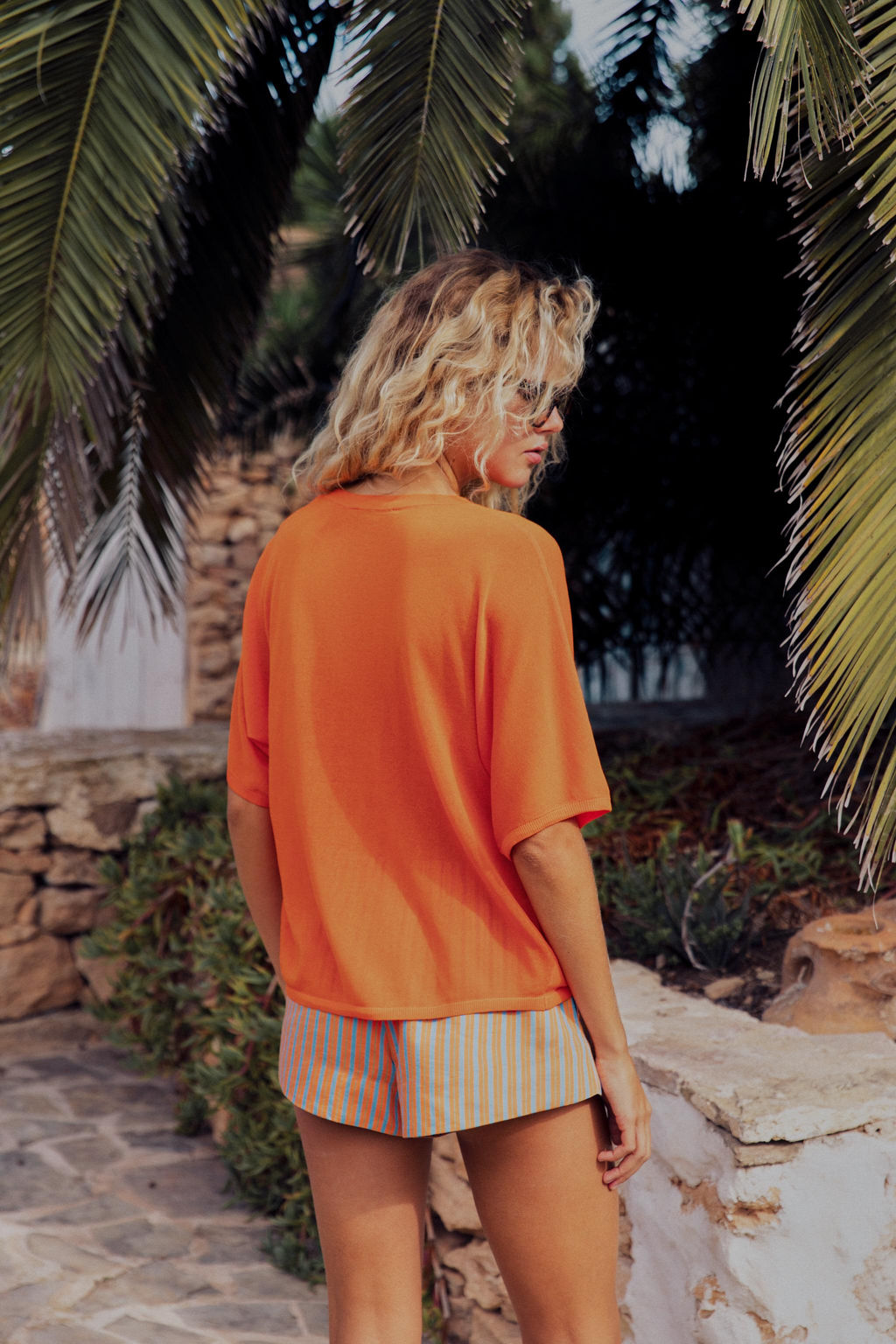 CHAQUETA PUNTO MANGA CORTA / Naranja fl?or