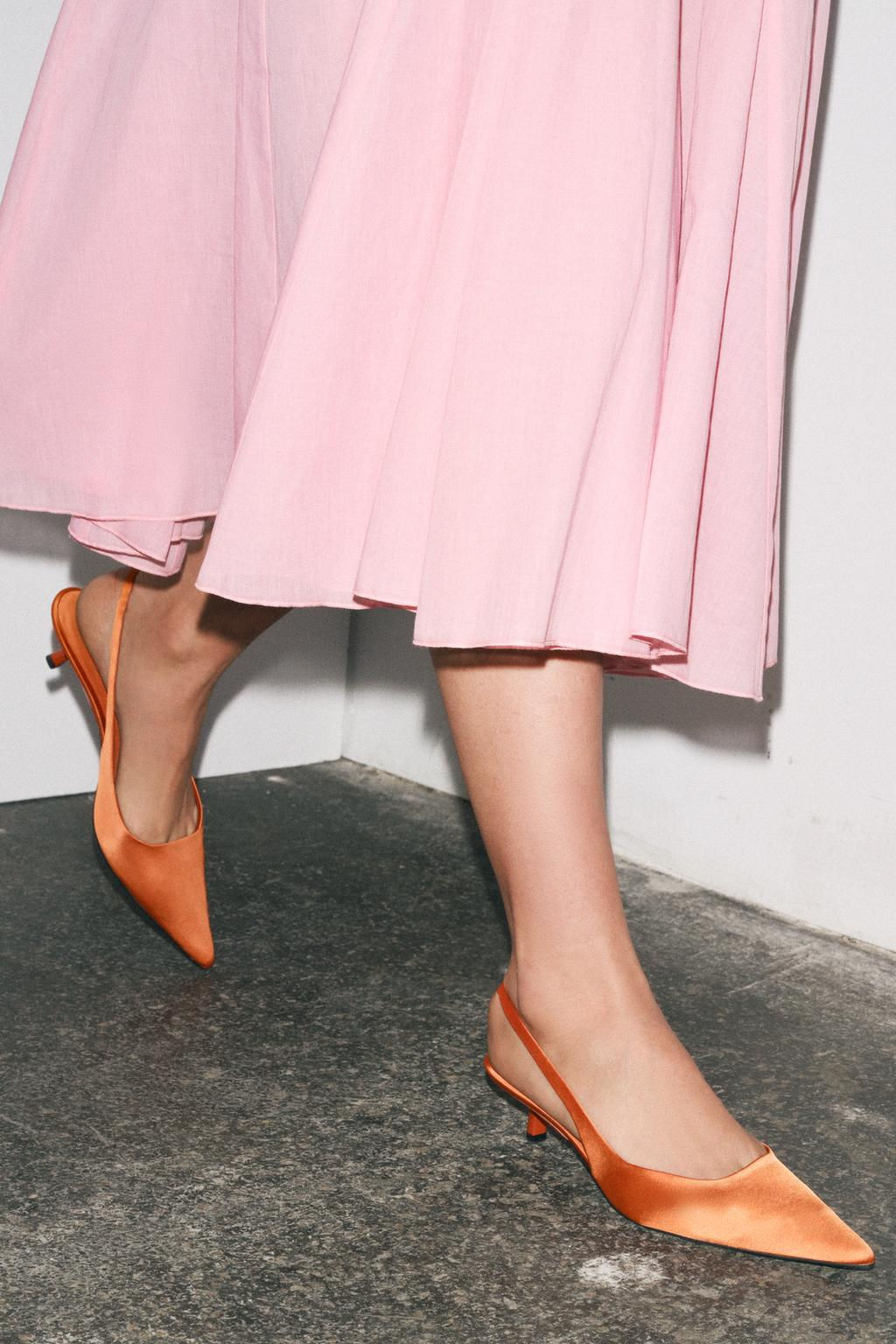 KITTEN HEEL SLINGBACK FABRIC SHOES - Zara фото 2