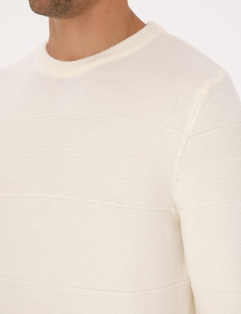 Ekru Slim Fit Bisiklet Yaka Triko Kazak - Pierre cardin фото 7