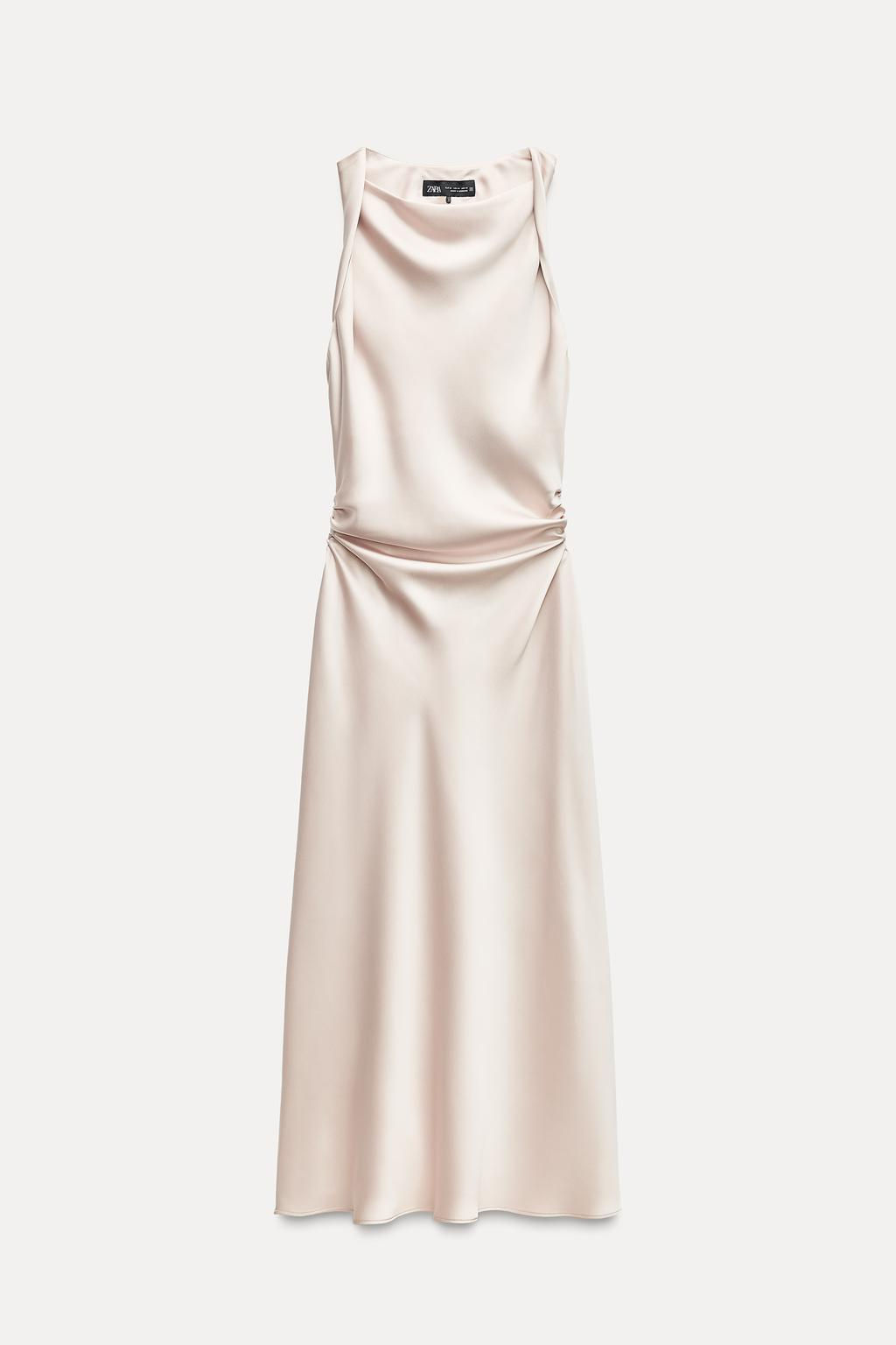 SATIN MIDI DRESS WITH GATHERING - Zara фото 3
