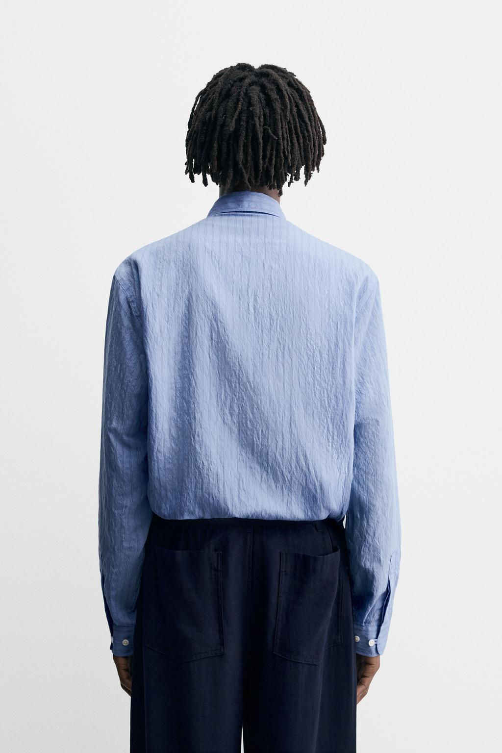 CREASED-EFFECT STRIPED FLOWING SHIRT - Zara фото 3