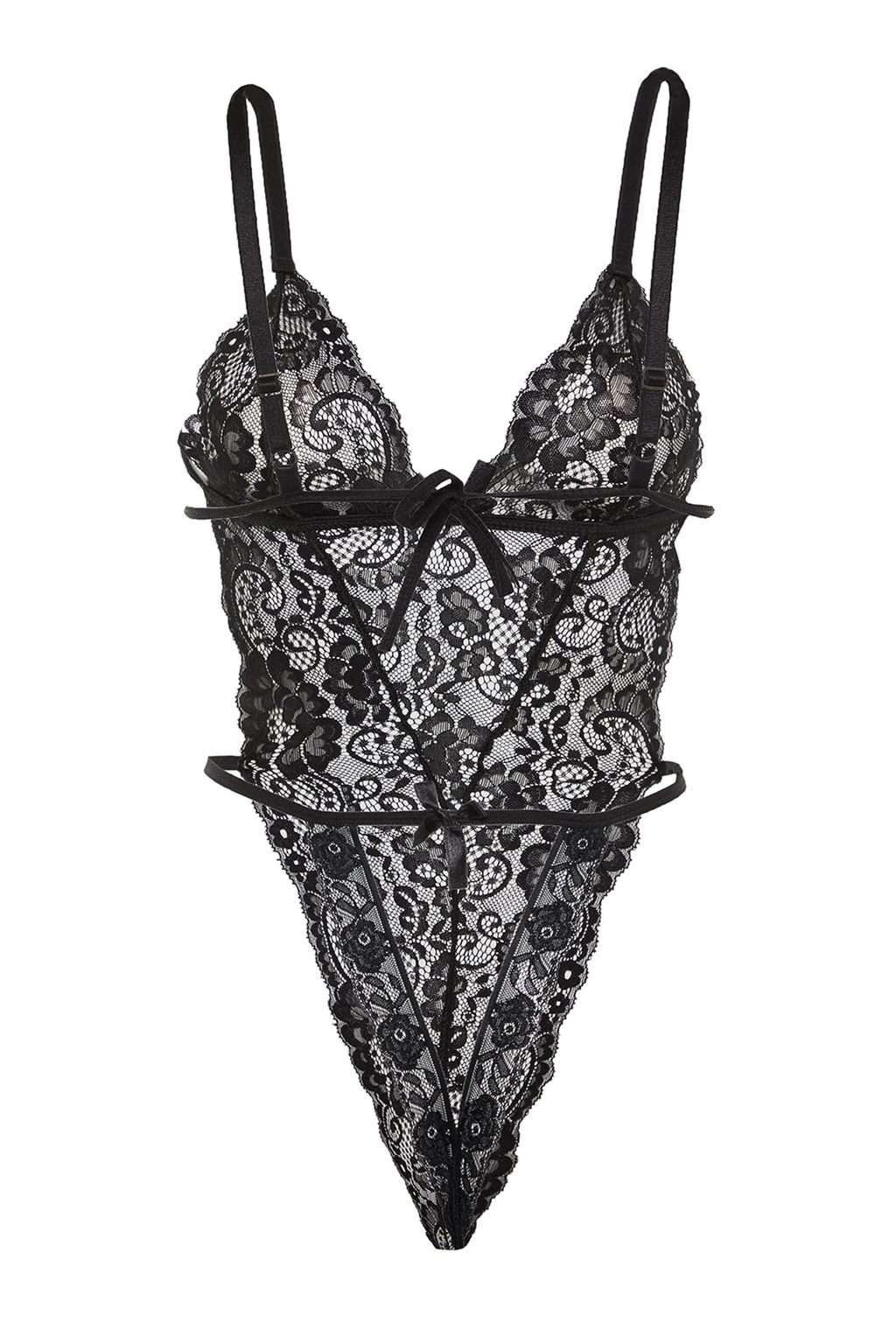 Siyah Dantelli Ip Ask?l? C?tc?tl? Orme Body THMAW23BD00008