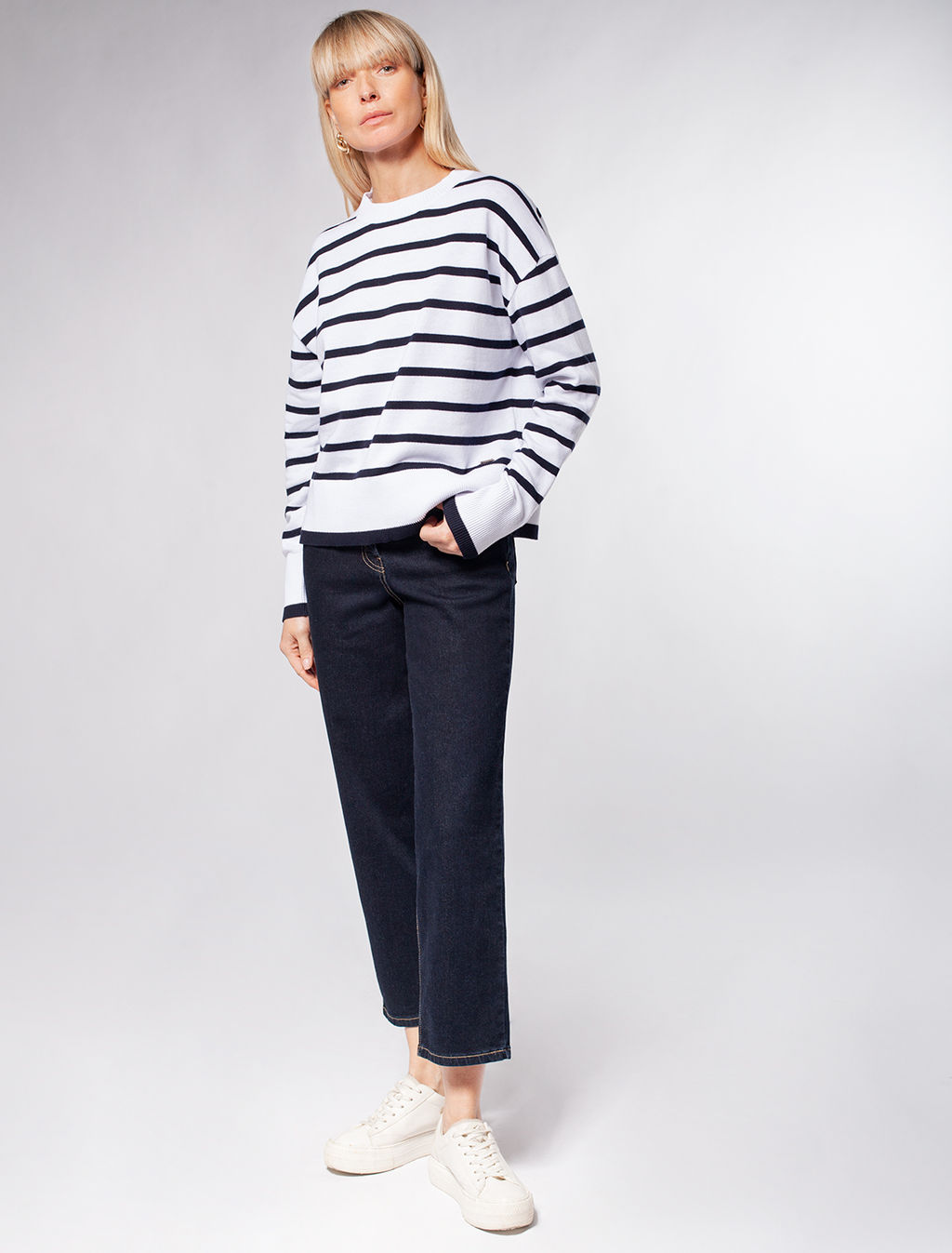 VILATTE / Джемпер тонкой вязки в полоску  фото 3