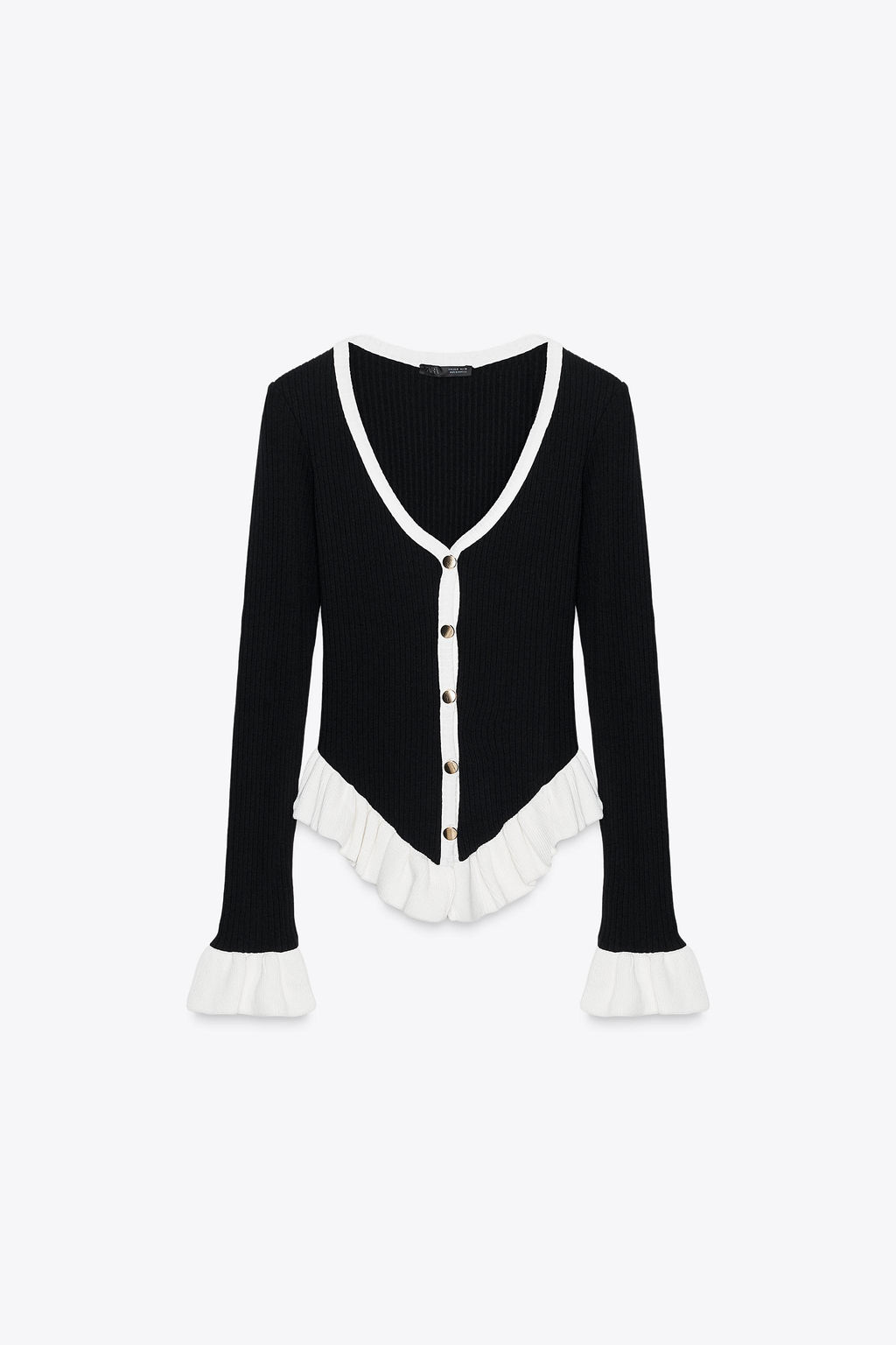 CONTRAST RUFFLE CARDIGAN - Zara фото 5