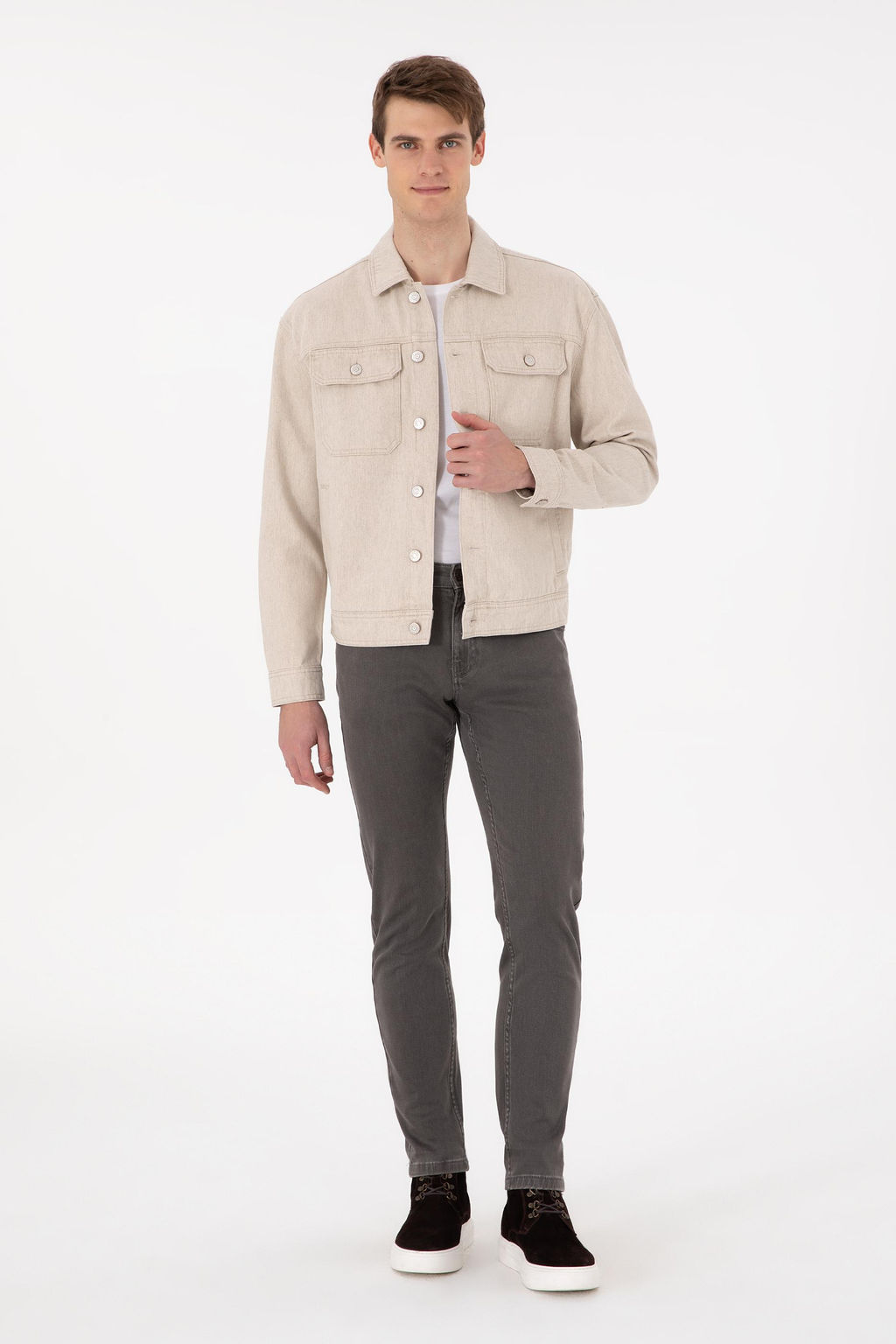 Мужская бежевая джинсовая рубашка Неожиданная скидка в корзине - U.s. polo assn фото 4