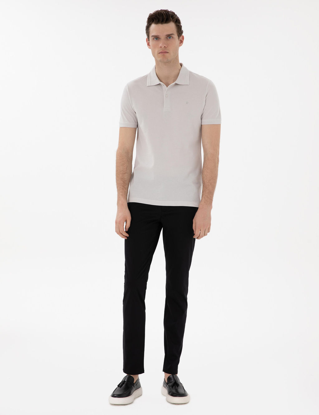 A__k Gri Slim Fit %100 Pamuk Polo Yaka Basic Ti__rt - Pierre cardin фото 4