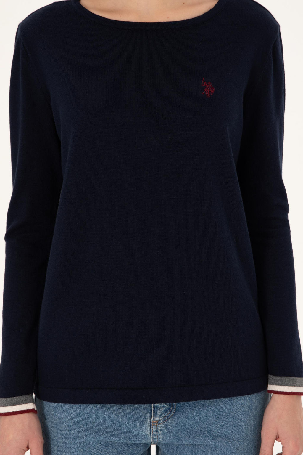 Женский темно-синий свитер с круглым вырезом Неожиданная скидка в корзине - U.s. polo assn фото 6