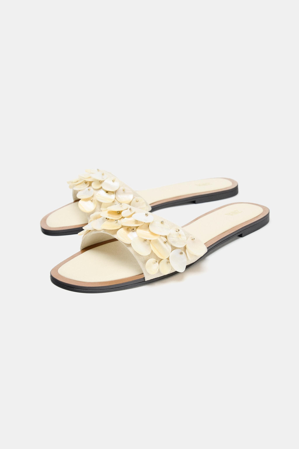 FLAT SANDALS WITH PEARLESCENT PIECES - Zara фото 6