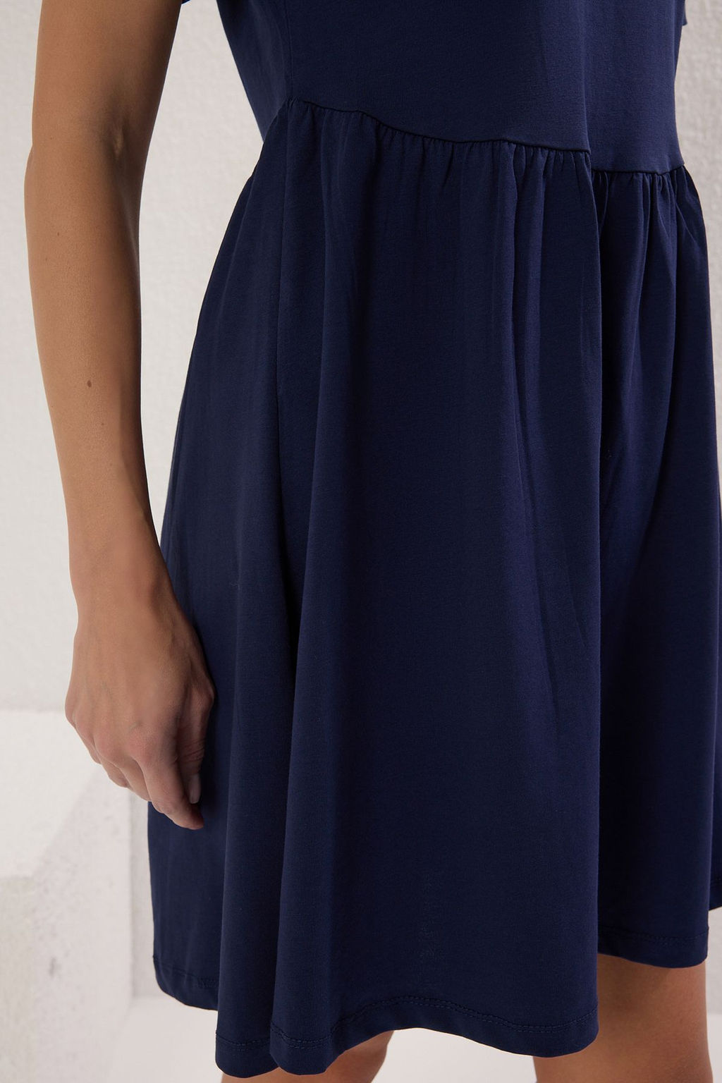 Trendyolmilla Lacivert Duz K?sa / Mini %100 Pamuk Skater Orme Elbise TWOSS25EL00386  фото 3