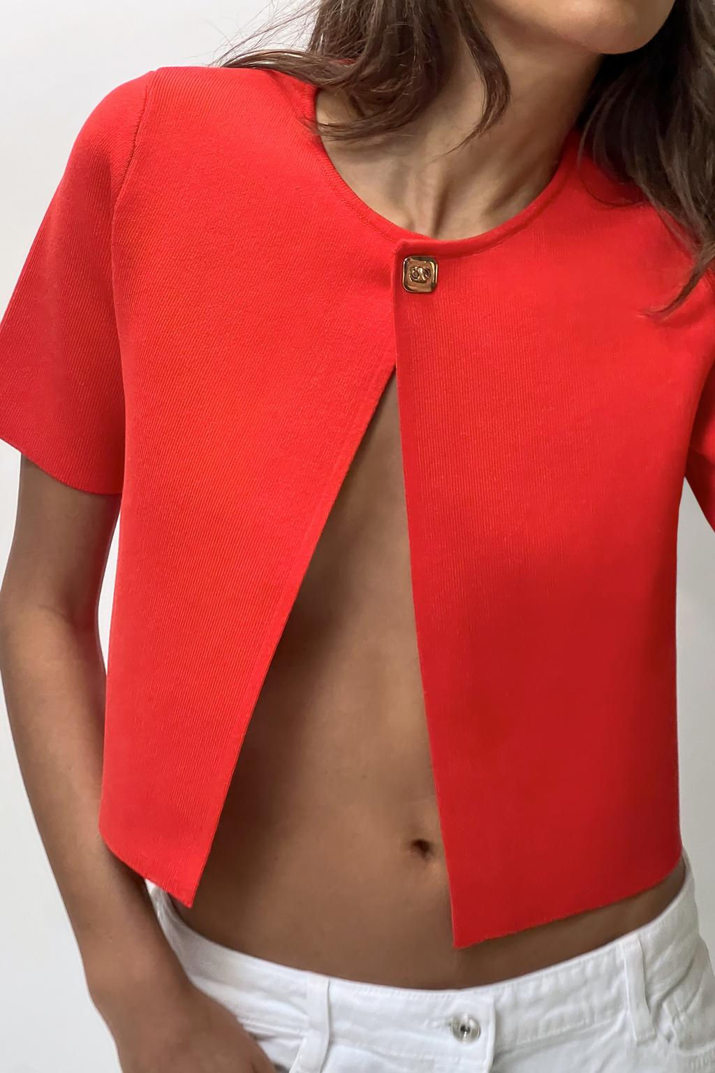 PLAIN KNIT CROPPED CARDIGAN - Zara фото 2