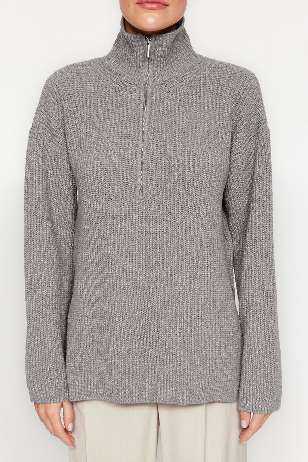 More Sustainable Antrasit Triko Kazak TWOAW24KZ01119 - Trendyolmilla фото 12