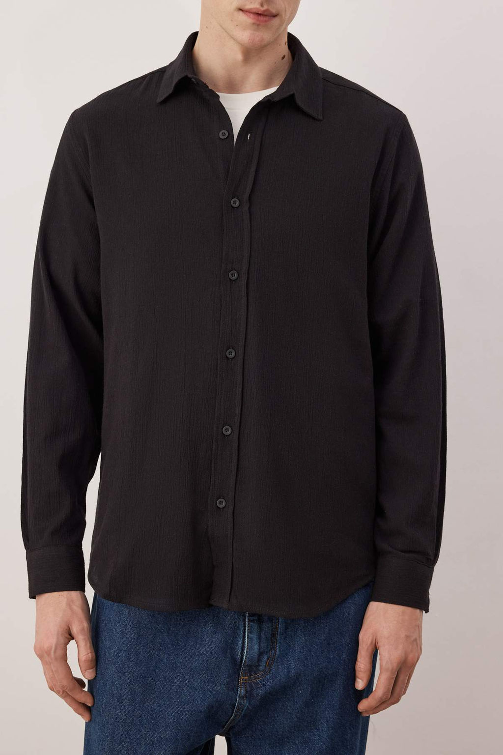 Siyah Regular Erkek Gomlek TMNAW26GO00004 - Trendyolmilla фото 3