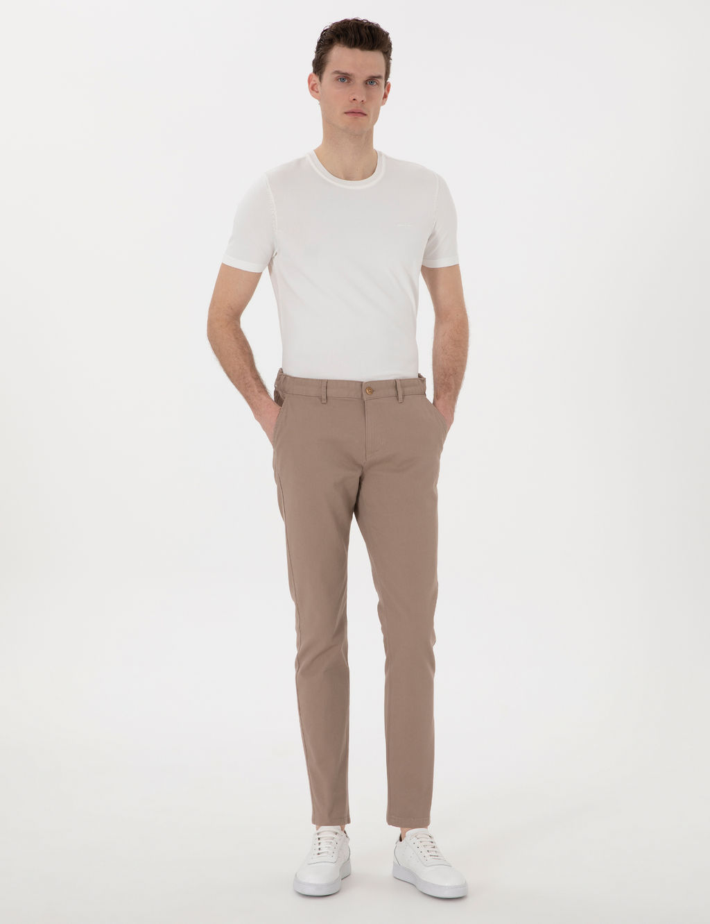 Vizon Slim Fit Beli Lastikli Kanvas Pantolon