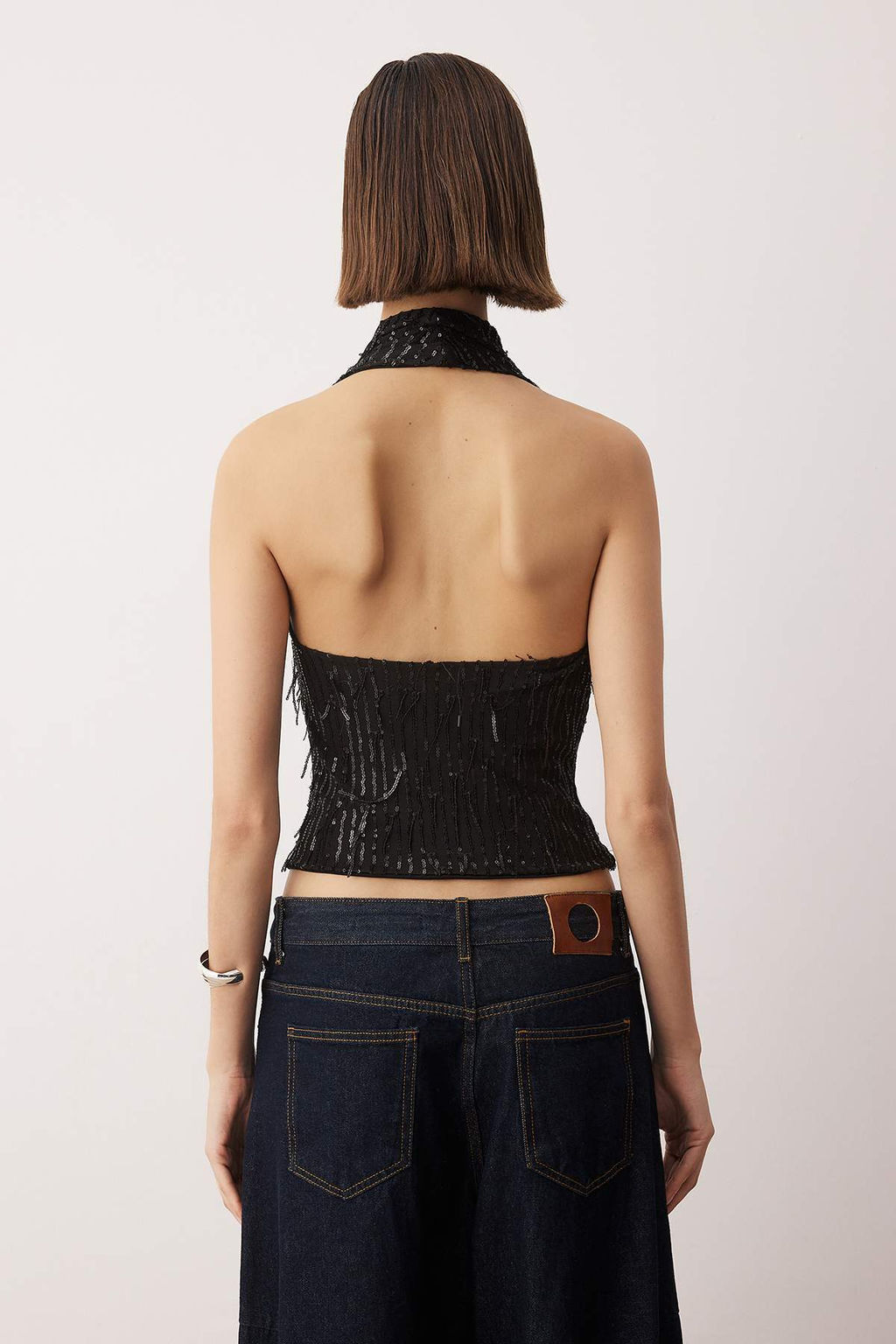 Siyah Degaje Yaka Sacakl? Payet Party Bluz TPRAW26BZ00064 - Trendyolmilla фото 4