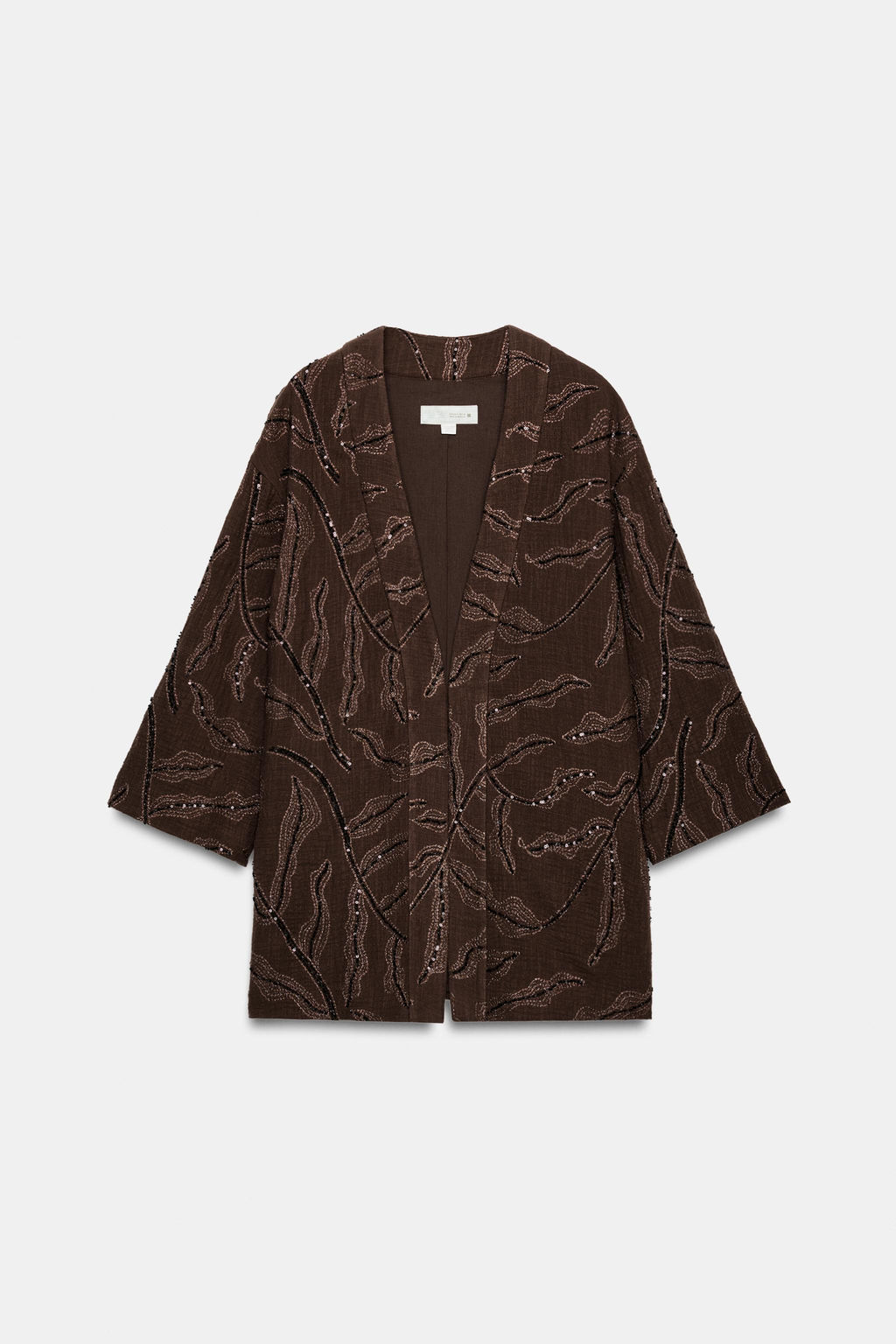 CHAQUETA KIMONO LENTEJUELAS HILO METALIZADO / Marr?n - Zara фото 9