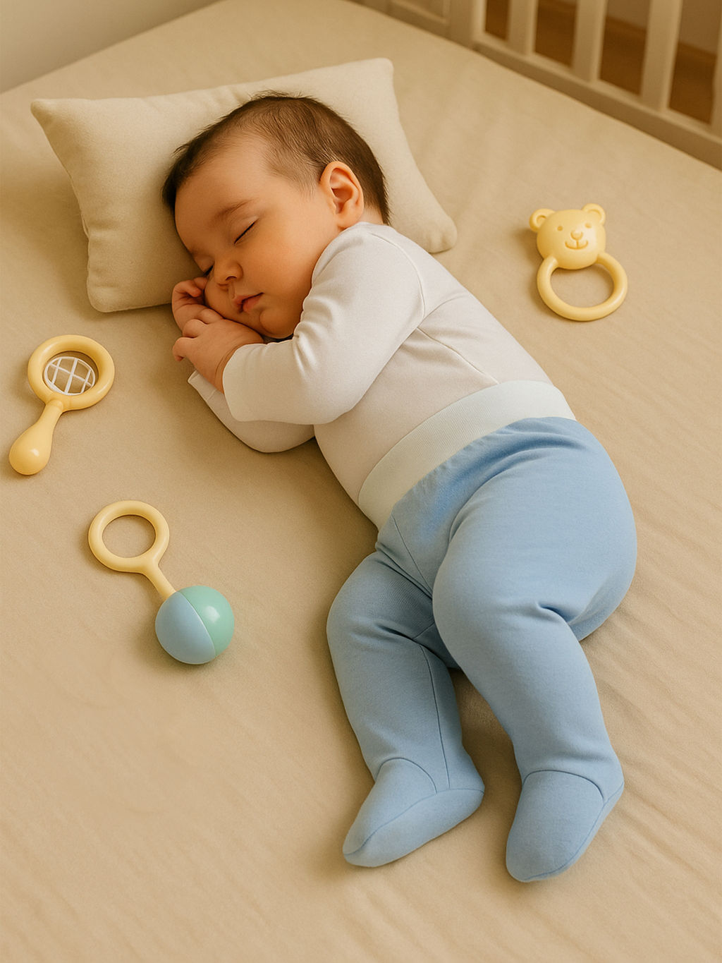 Ползунки короткие голубые