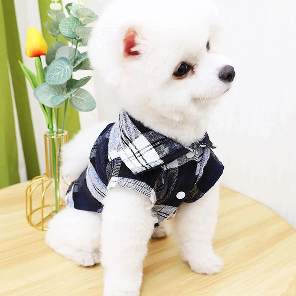 Кофта - рубашка фланелевая для мелких пород собак и кошек "BRO Style", цвет синий, р M