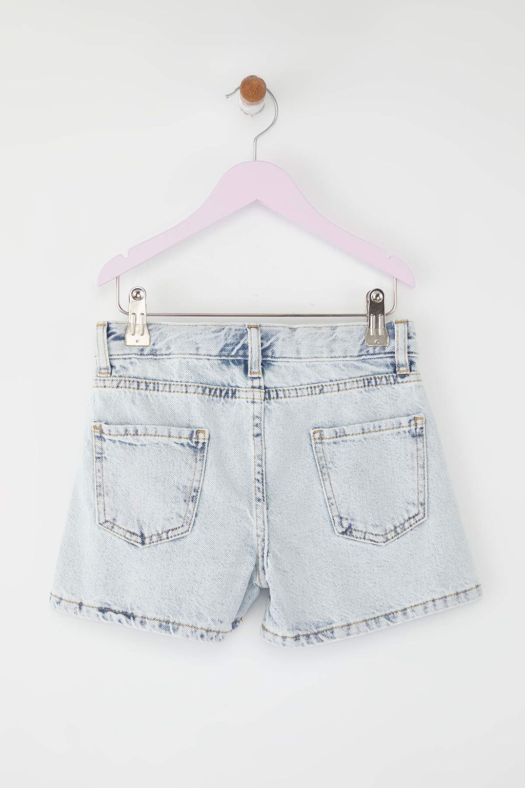 Mavi K?z Cocuk %100 Pamuk Kiraz Nak?sl? Lastikli Denim Sort & Bermuda TKDSS25SR00036 - Trendyolmilla фото 3