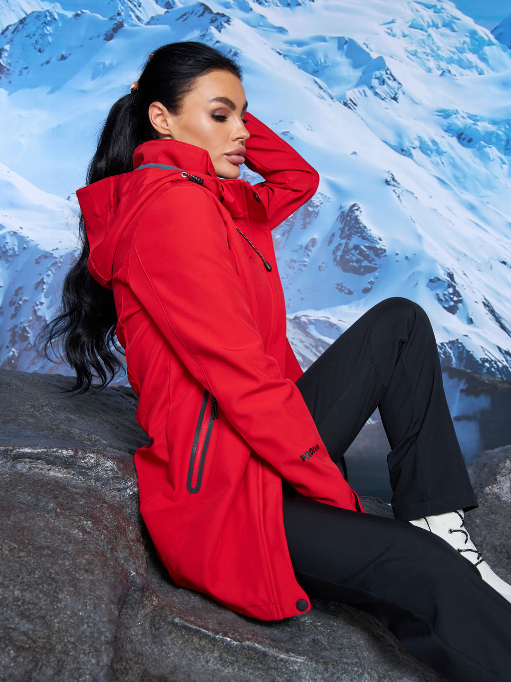 Женская парка виндстопер софтшелл на флисе Azimuth Стихия Неба 124/22956_703 Красный  фото 20