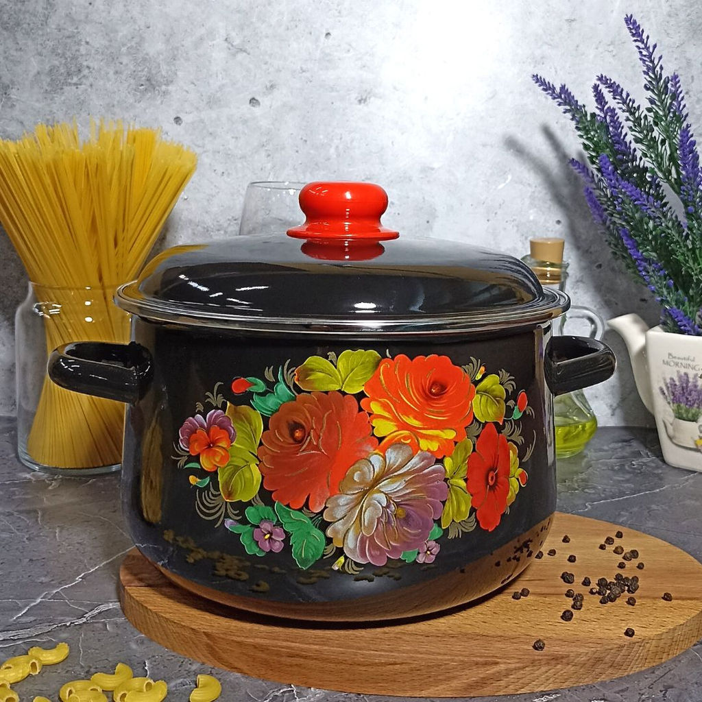 Кастрюля конич. 5,5 л. черн. Жостово 1с47я