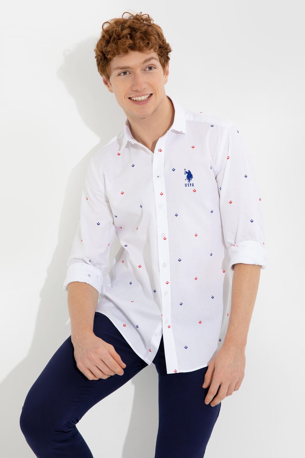 Мужская синяя рубашка с длинным рукавом - U.s. polo assn фото 4