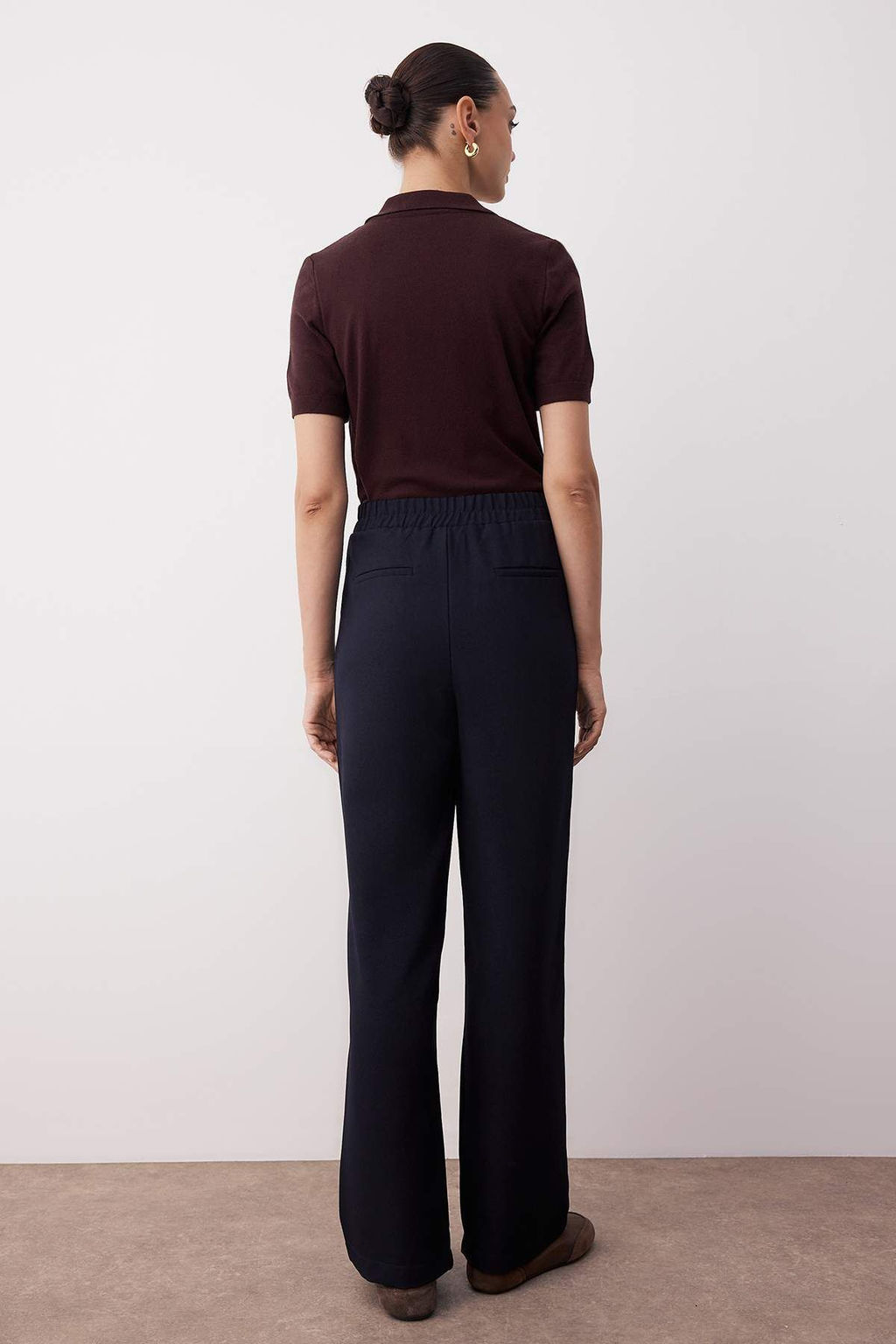 Lacivert Straight/Duz Kesim Dokuma Kumas Pantolon TWOAW22PL0321
