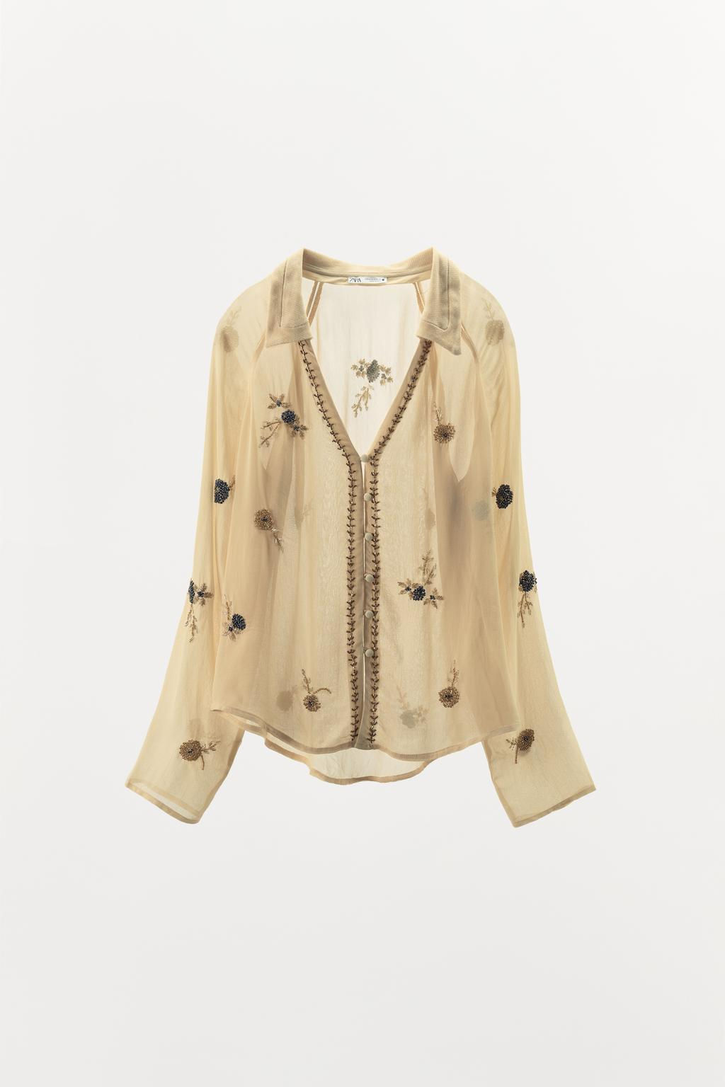 CONTRASTING BEADED SHIRT - Zara фото 3