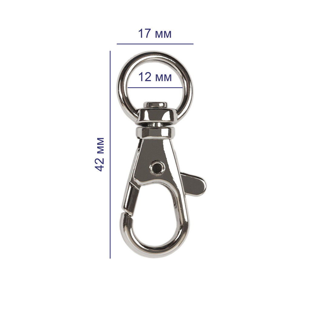 Фурнитура сумочная металл Gamma GH 102/12/10 Карабин 12 мм 10 шт. №06 под черный никель