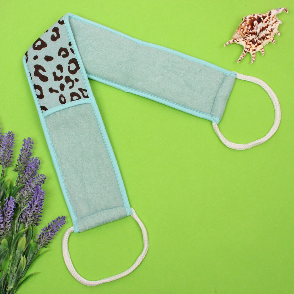 Мочалка для тела "Premium - LEOPARD", цвет голубой, 9*70см (ZIP пакет)