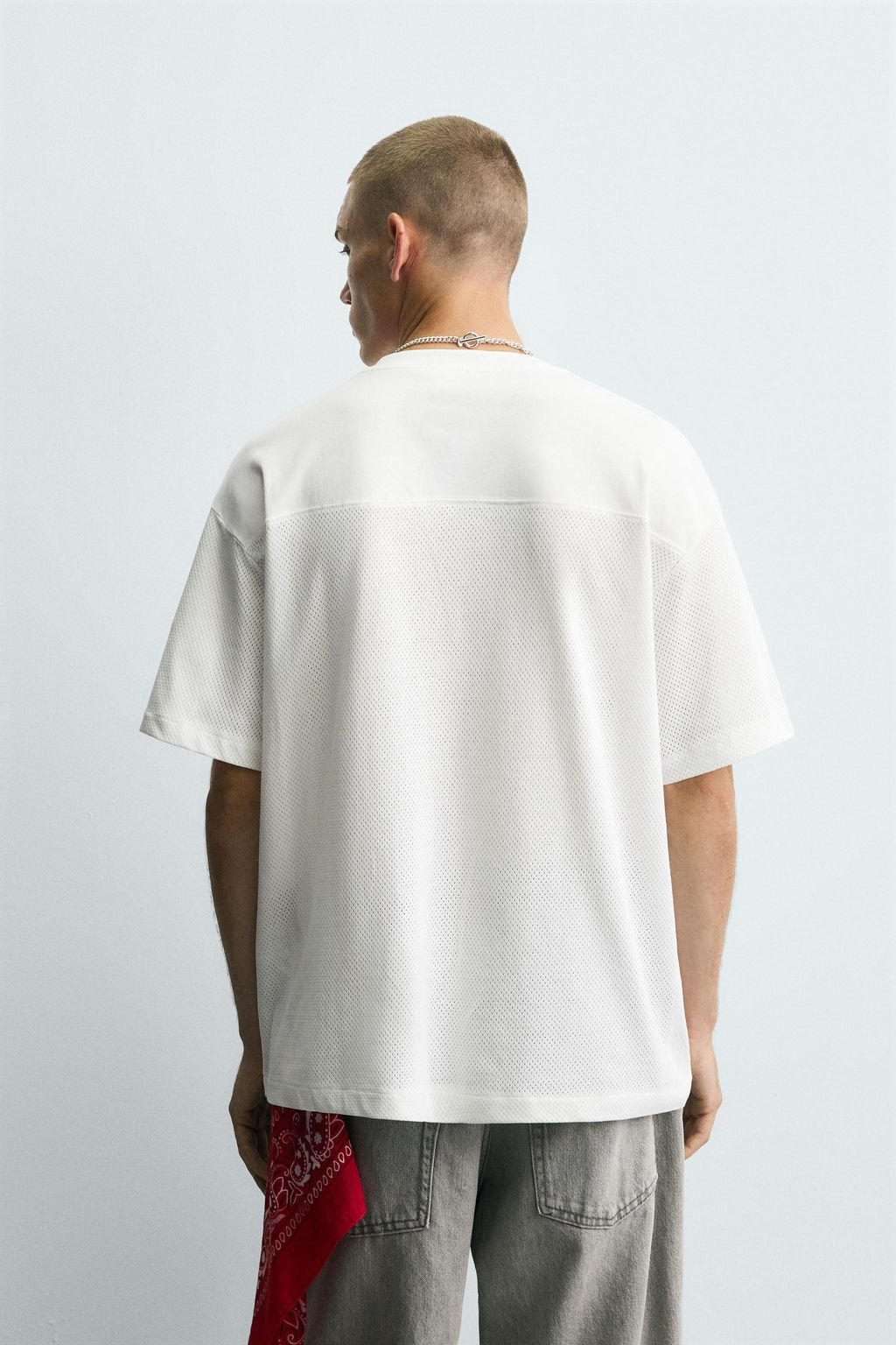 T-SHIRT WITH TEXTURED PANELS - Zara фото 3