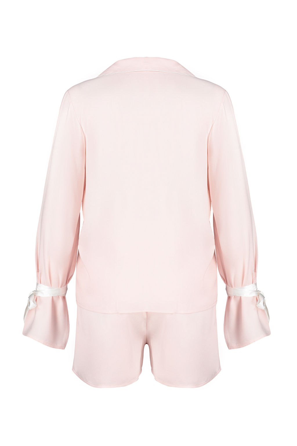 Trendyolmilla Ekru Baglamal?/Kurdele/Fiyonklu ve Biyeli Viskon Sortlu Dokuma Pijama Tak?m? THMSS24PT00047  фото 8