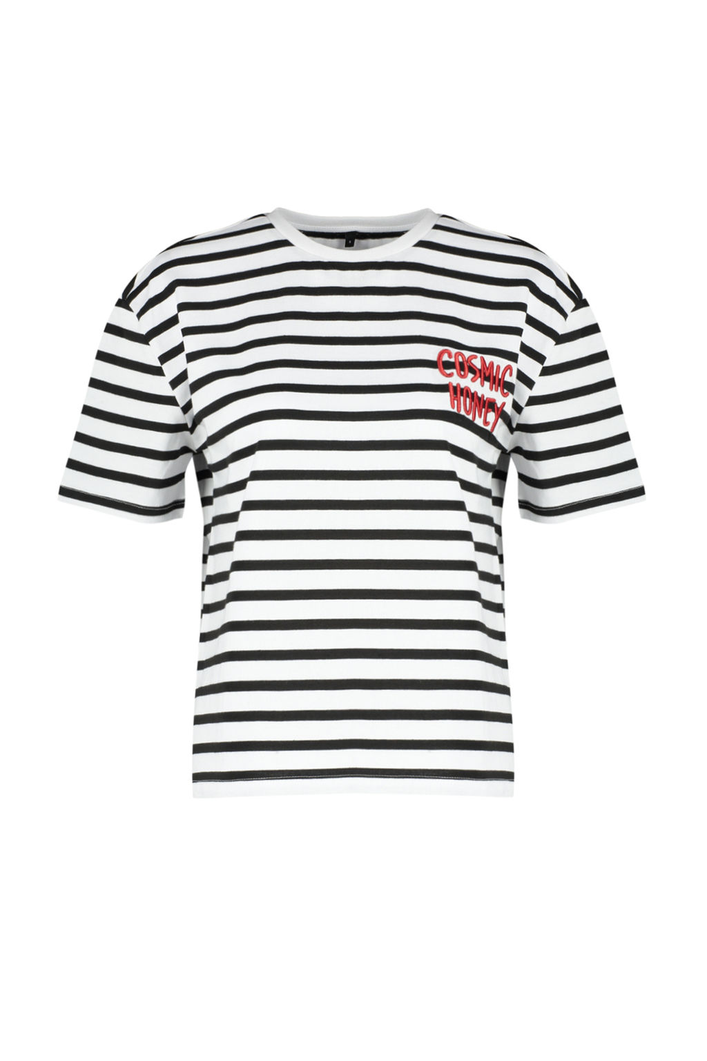 TRENDYOLMILLA K?rm?z? Cizgili Slogan Nak?s Detayl? Relaxed/Rahat Kesim Orme T-Shirt TWOSS24TS00053  фото 7