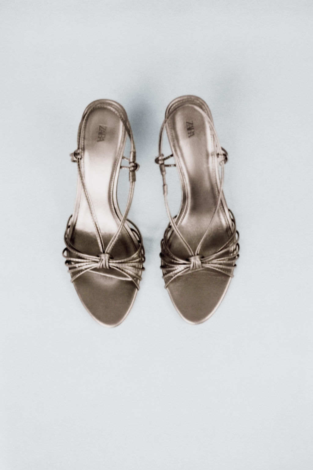 LEATHER KNOTTED STRAPPY SANDALS - Zara фото 9