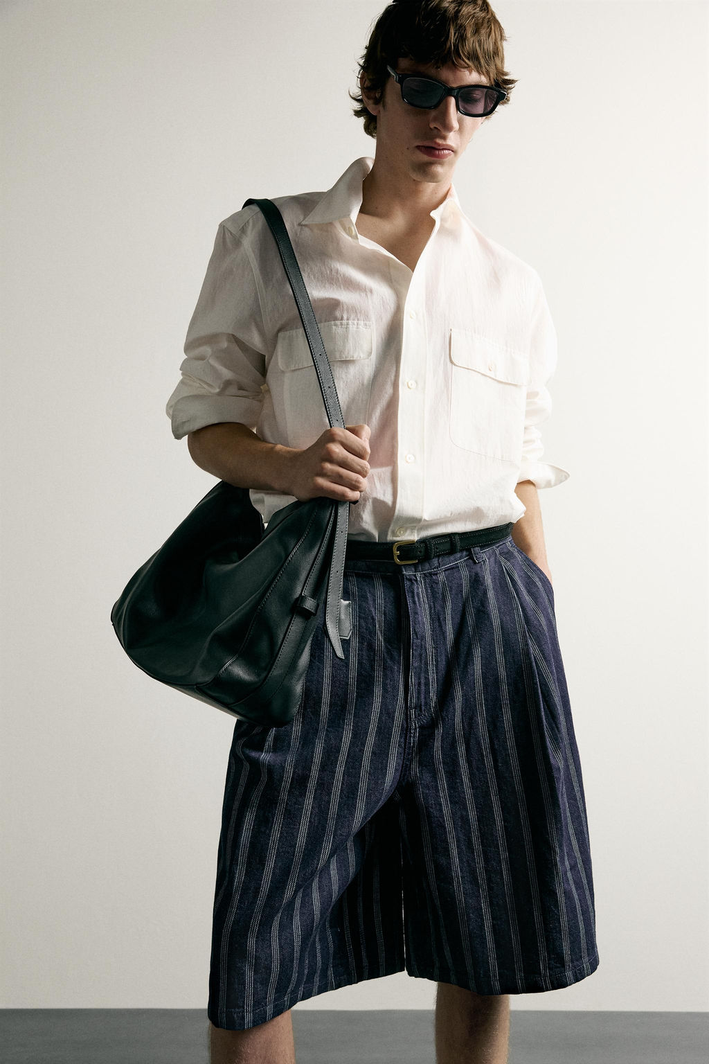 BERMUDA RELAXED FIT PLIEGUES RAYAS / Azul - Zara фото 4