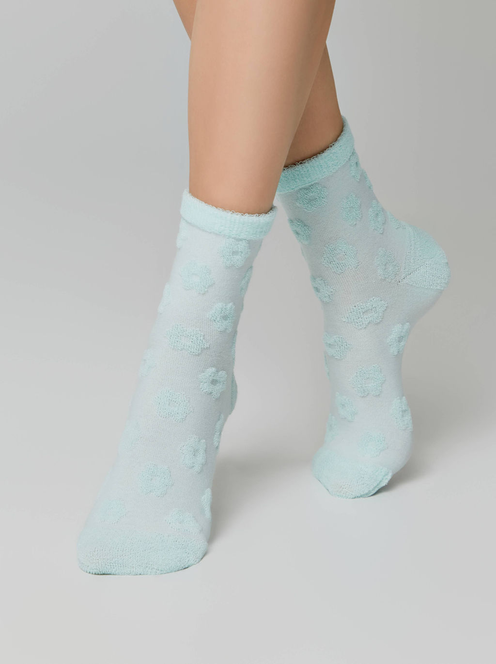 Цена за 2 пары. Носки Теплые CONTE COMFORT Махровые носки из хлопка с объемными рисунками бледно-бирюзовый - Conte elegant фото 3