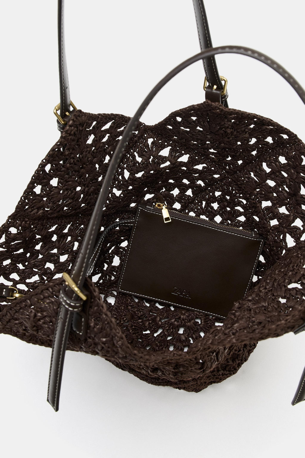 BOLSO SHOPPER CUERPO TRENZADO / Marr?n - Zara фото 6