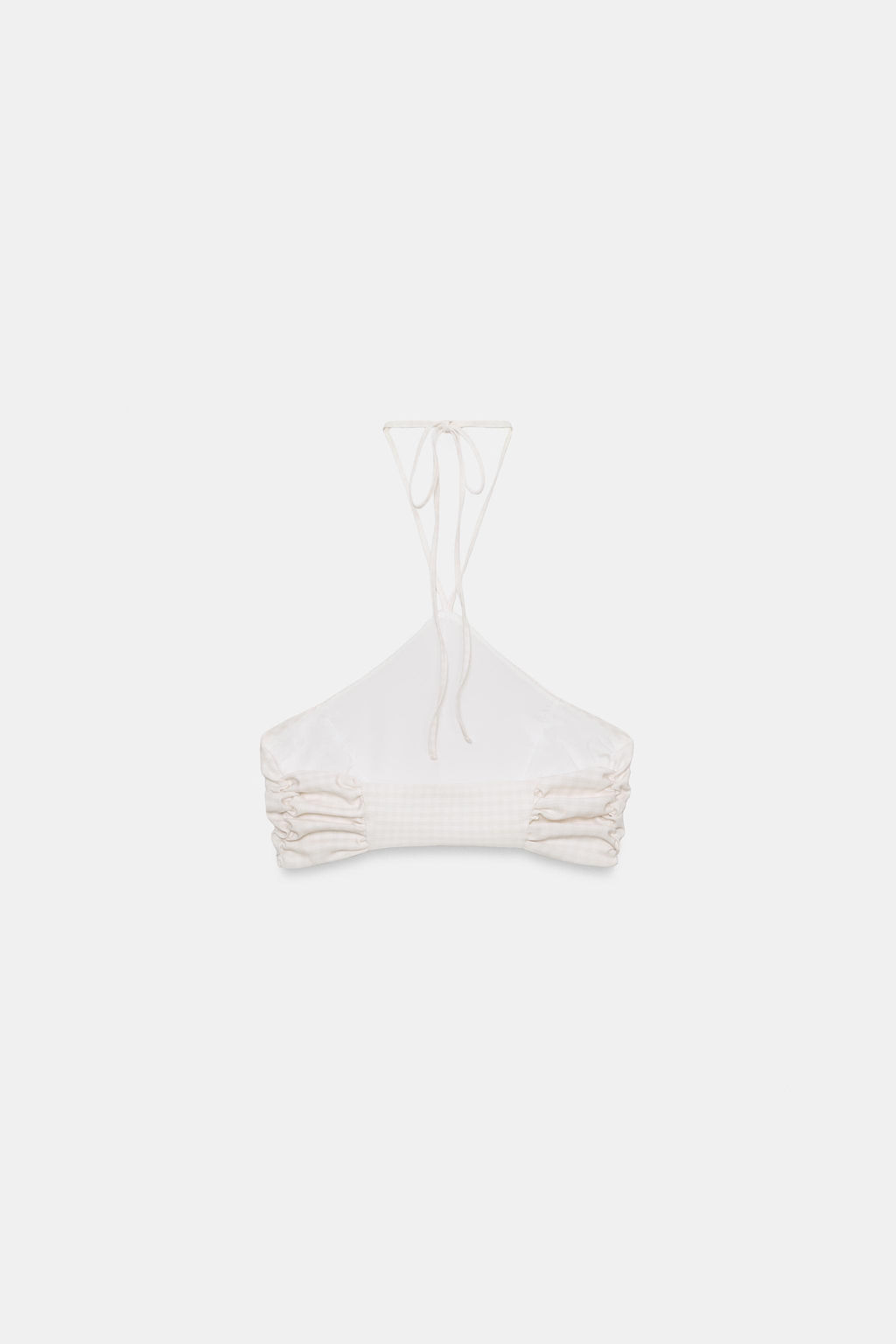 TOP CROP HALTER CUADRO VICHY / Crudo / Beige - Zara фото 6