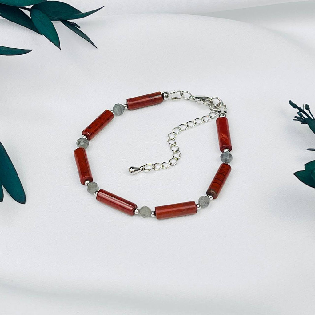 Браслет из кирпичной Яшмы и Лабрадора