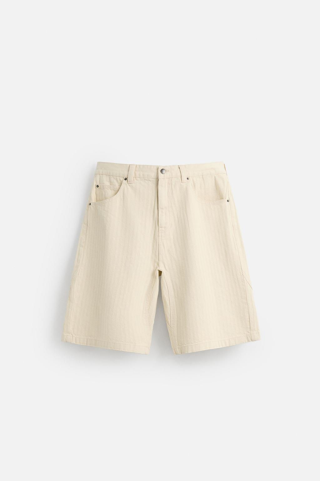 STRIPED TEXTURED BERMUDA SHORTS - Zara фото 7