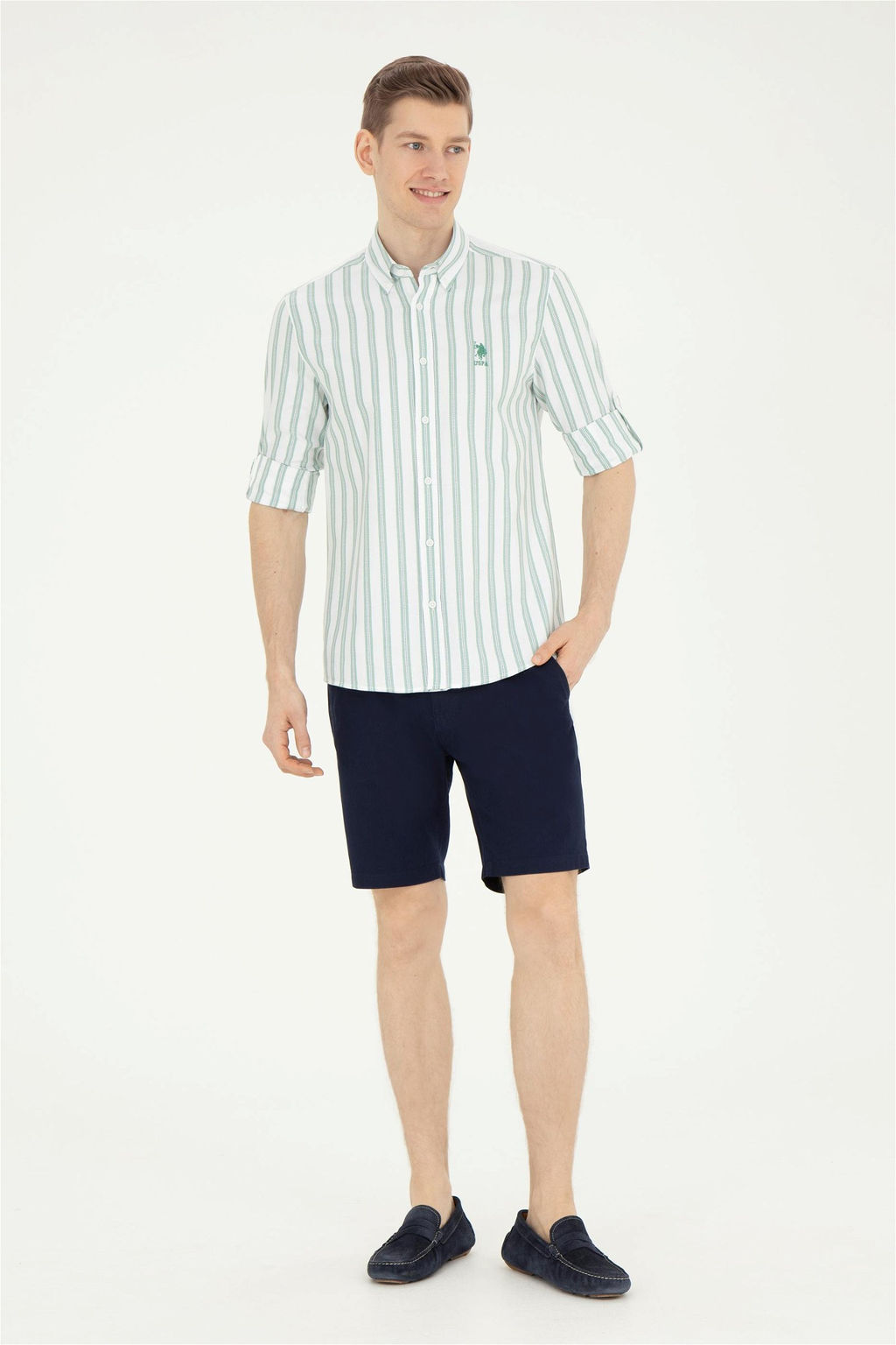 Мужская зеленая рубашка с длинным рукавом - U.s. polo assn фото 4