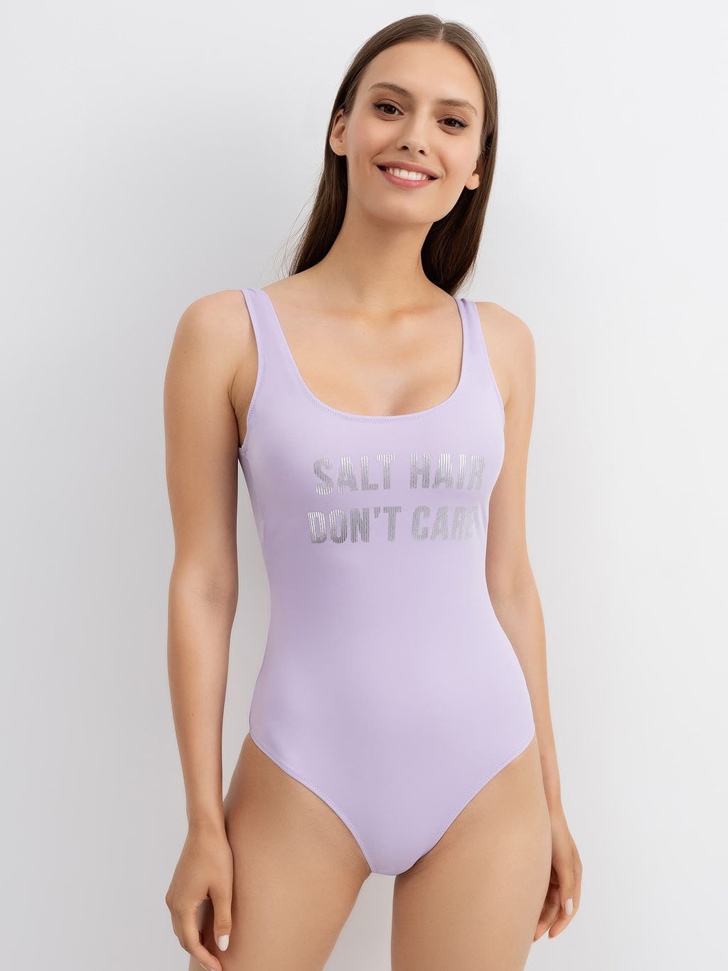 Слитный купальник на расширенных бретелях в лавандовом цвете лаванда +печать 762201-1