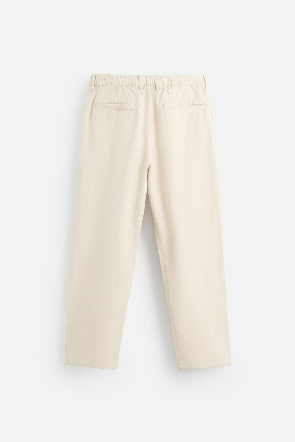 TEXTURED COTTON - LINEN TROUSERS - Zara фото 8