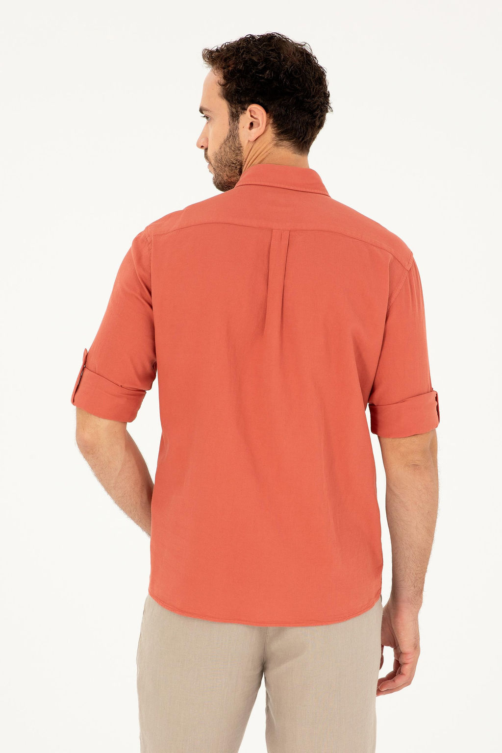 U. S. Polo Assn / Мужская пудровая рубашка с длинным рукавом - U.s. polo assn фото 5