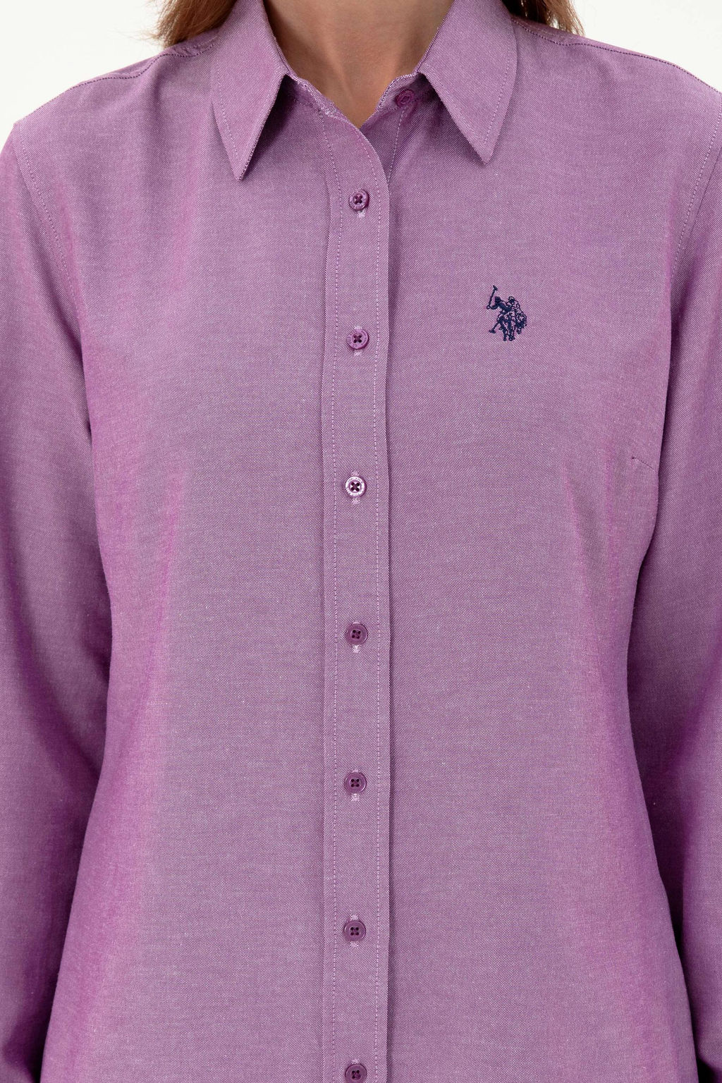 Женская фиолетовая базовая рубашка с длинным рукавом Неожиданная скидка в корзине - U.s. polo assn фото 6
