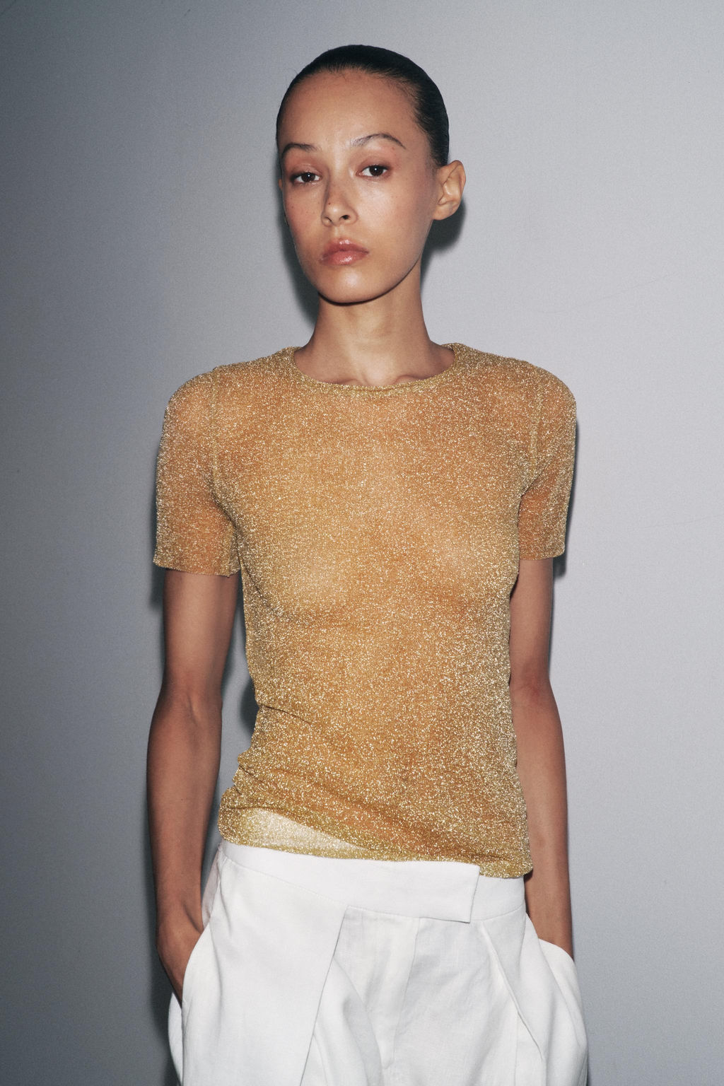 METALLIC SHORT SLEEVE T-SHIRT - Zara фото 9