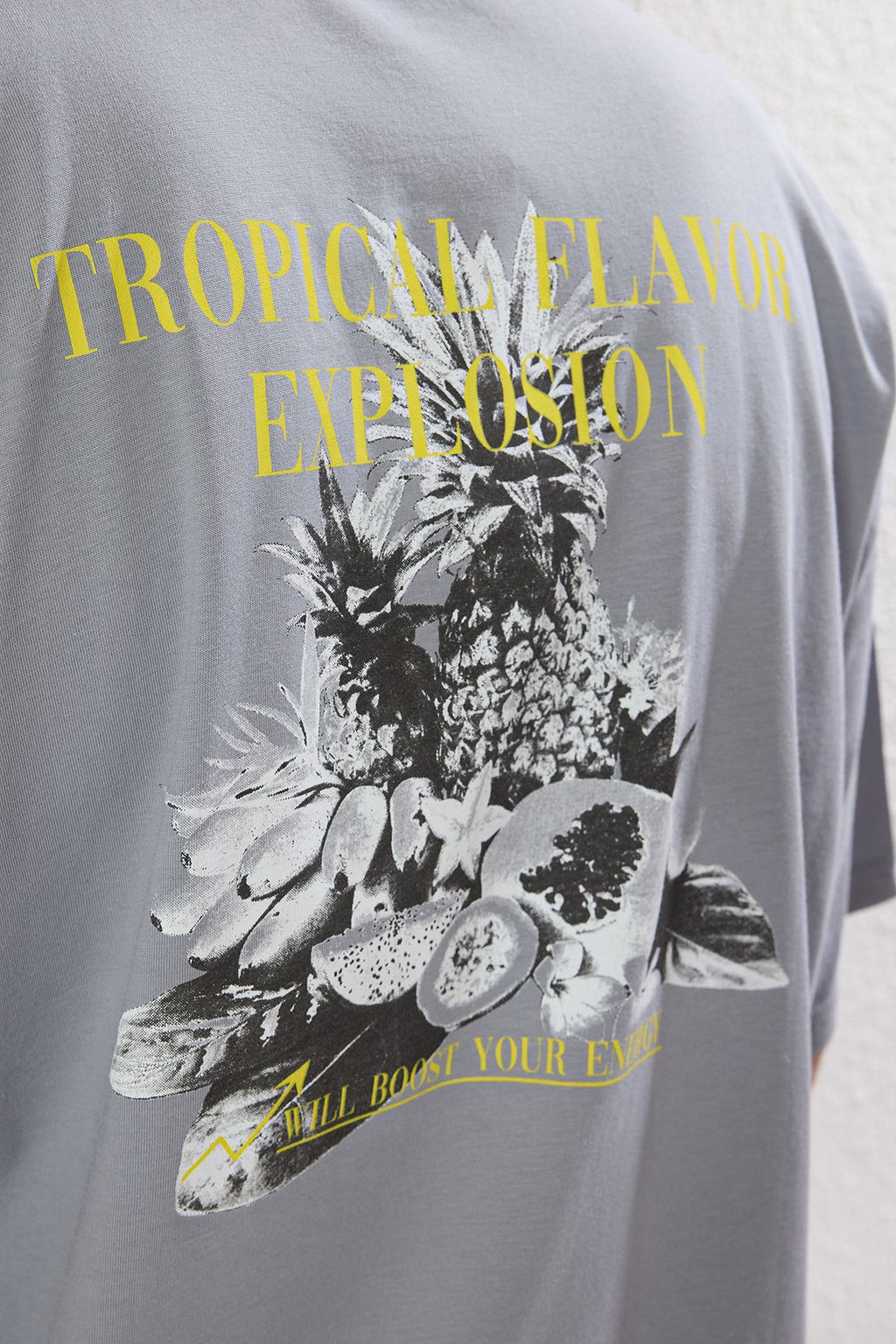 TRENDYOL MAN Gri Oversize/Genis Kesim Meyve S?rt Bask?l? %100 Pamuk T-Shirt TMNSS25TS00052 - Trendyolmilla фото 10
